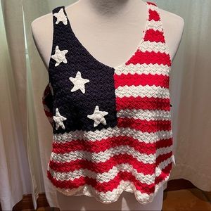 Crochet Red White & Blue tank